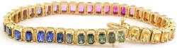 Radiant Cut Rainbow Sapphire Bracelets in 14k yellow gold
