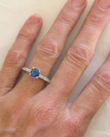 Ceylon Blue Sapphire and Diamond Ring Solitaire Style