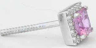 Princess Cut Pink Sapphire Earrings in 14k