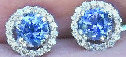 4mm Genuine Ceylon Sapphire Earrings with Diamond Halo Setting