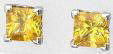 Yellow Sapphire Princess Earrings in 14k