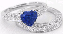 Heart Shape Blue Sapphire and Diamond Engagement Ring