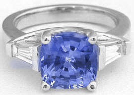 Natural Cushion Cut Sapphire Engagement Rings in 14k white gold