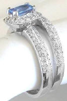 Sapphire Engagement Ring and Matching Wedding Band in 14k white gold