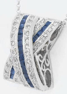 Sapphire and Diamond Pendants in 14k white gold