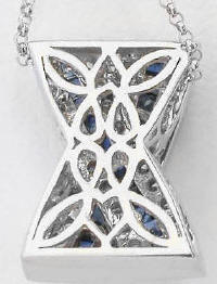 Sapphire and Diamond "X"  Pendant in 14k white gold Back View