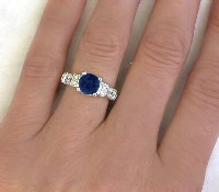 8mm Round Blue Sapphire Rings in 14k white gold