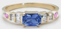 Ceylon Blue Sapphire Diamond Engagement Ring in 14k