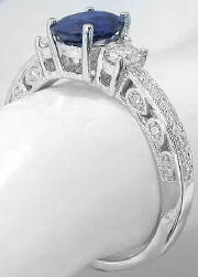 Vintage Filigree Engagement Rings with Sapphire in 14k white gold