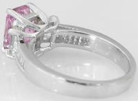 Baguette Diamond and Light Pink Sapphire Rings in platinum