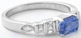 Ceylon Sapphire and Diamond Engagement Ring in 14k white gold