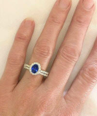 Engagement Ring and Wedding Band with Blue Sapphire
