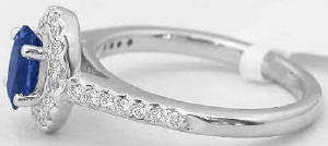 Sapphire Diamond Halo Wedding Ring in White Gold