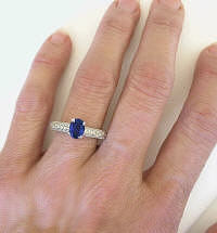 Vintage Filigree Sapphire and Diamond Ring in 14k white gold