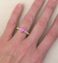 2.15 ctw Radiant Cut Pink Sapphire Diamond Rings in 14k yellow gold
