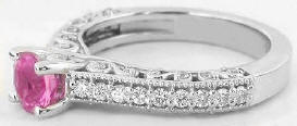 Pink Sapphire and Diamond Rings in 14k white gold