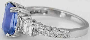 Round natural ceylon blue sapphire band ring in gold