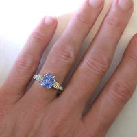 Radiant Cut Sapphire Rings Hand View in 14k white gold