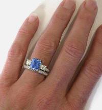 Sapphire Engagement Ring and Matching Wedding band in gold