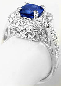 Ornate Sapphire Engagement Rings in 14k white gold
