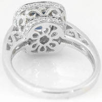 Filigree Ceylon Cushion Blue Sapphire and Diamond Rings in 14k white gold