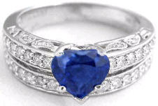 Heart Shape Sapphire and Diamond Rings in 14k