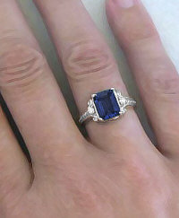 White Gold Emerald Cut Sapphire Engagement Rings in 14k white gold