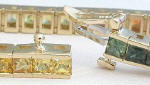 Clasp Detail in Princess Cut Rainbow Sapphire Bracelets in 14k yellow gold