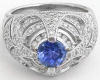 Bold Estate Style Ceylon Sapphire and Diamond Ring in14k white gold