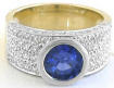 Bezel Set Sapphire Ring with Pave Diamond Band