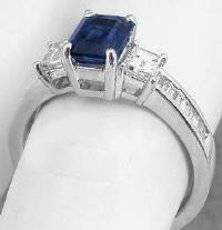 Genuine Sapphire and Diamond Rings in 14k white gold
