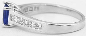 Princess Cut Sapphire Diamond Engagement Rings in 14k white gold
