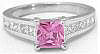 Princess Cut Pink Sapphire Princess Cut Diamond Ring