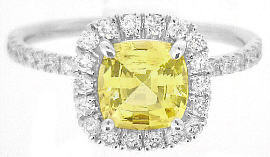 Cushion cut halo ring in gold