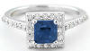 Princess Cut Sapphire and Diamond Ring in 14k white gold