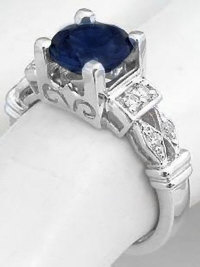 8mm Sapphire and Diamond Ring in 14k white gold
