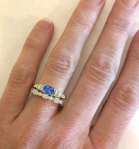 Ceylon Blue Sapphire Engagement Ring and Wedding Band