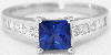 Princess Cut Blue Sapphire and Princess Cut Diamond Ring in 14k white gold