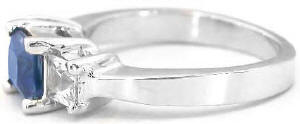 Princess Cut Blue White Sapphire Ring in 14k white gold
