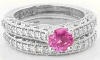 Pink Sapphire Engagement Ring with Diamond Wedding Band