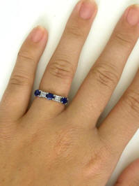 Stackable Sapphire Diamond Ring in 18k gold in 14k white gold