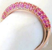 Stackable Pave Bright Pink Sapphire Ring in 14k Rose Gold