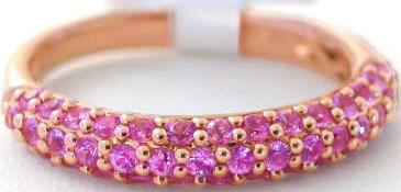 Stackable 0.86 ctw Bright Pink Sapphire Ring in 14k Rose Gold