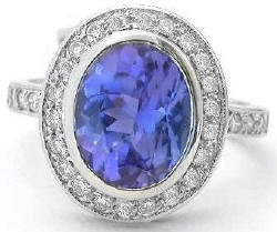 Bezel Set Tanzanite Engagement Rings in 14k white gold