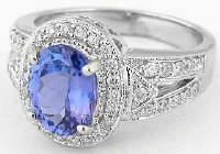 Oval Tanzanite and Diamond Rings in 14k white gold
