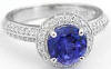 Round Tanzanite and Diamond Ring in 14k white gold