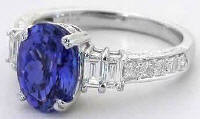 Elegant Tanzanite and Baguette Diamond Rings in 18k