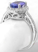 Natural Oval Tanzanite and Diamond Rings in 14k white gold