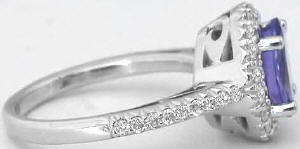 Genuine Oval Tanzanite Rings in 14k white gold