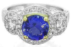 2.51 carat Tanzanite and Diamond Ring in 14k white and yellow gold